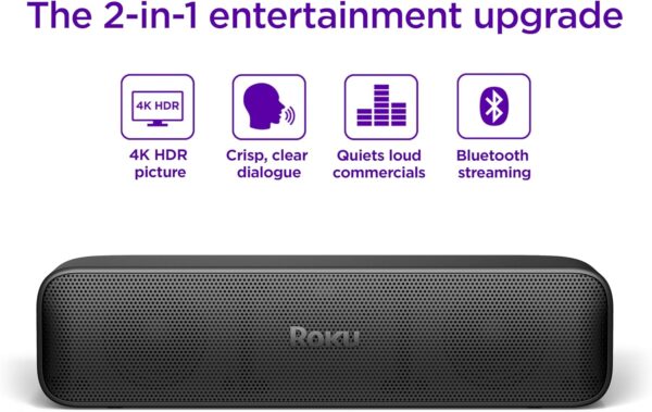 Roku Streambar SE | 2-in-1 TV Soundbar with Built-in 4K/HD/HDR Streaming, Premium Speakers, & Enhanced Speech Clarity for Crisp, Clear Dialogue - Quick Guided Simple Setup - Image 4