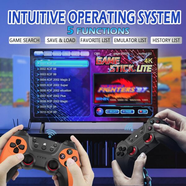 Upgraded Wireless Retro Gaming Console, Retro Game Stick 4K with 20,000+ Games and 9 Emulators Built-in, Plug and Play Video Games for TV, 2.4G Wireless Controllers - Image 4
