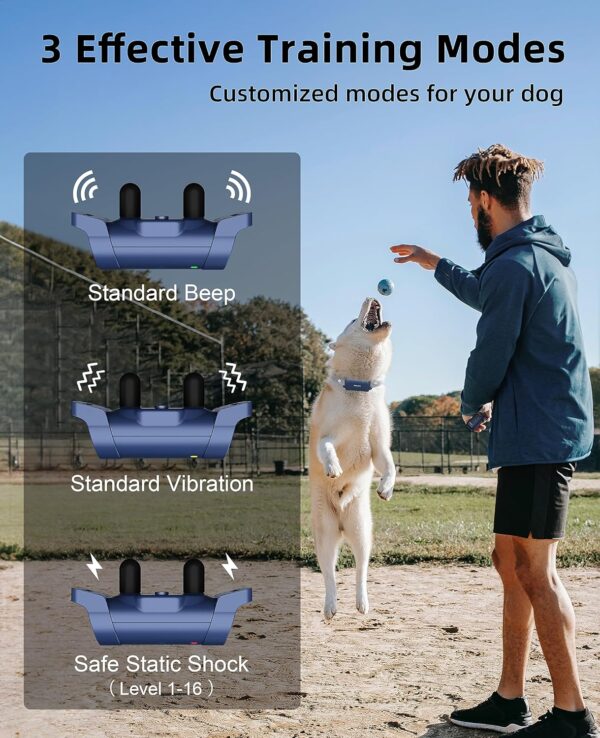 Bousnic Dog Shock Collar with Remote - [New Edition] 4000FT Dog Training Collar for Large Medium Small Dogs (8-120lbs) Rechargeable E Collar with Beep, Vibration, Safe Shock - Image 3