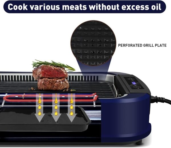 Indoor Grill CUSIMAX Electric Smokeless Grill Portable Korean BBQ Grill with Turbo Smoke Extractor Technology, Non-stick Removable Plate, Tempered Glass Lid, Great for Party(Single Plate) - Image 6