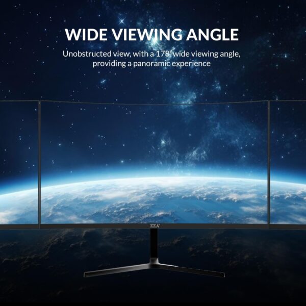 ZZA 24 Inch Curved Monitor, FHD 1920×1080P 100Hz, 120% sRGB, Ultra-Thin Bezel Design, Low Blue Light & Flicker-Free, Computer Monitor for Home, Office, School (HDMI, VGA)-Black - Image 4