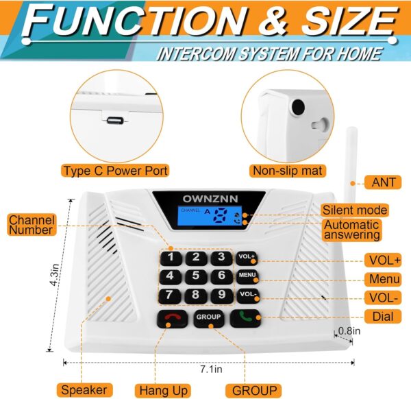 Wireless Intercom System for Home & Office - Upgraded 2024, 5300 Feet Range, Real Time Two Way Communication, Group Call, Full Duplex (4 Pack) - Image 9