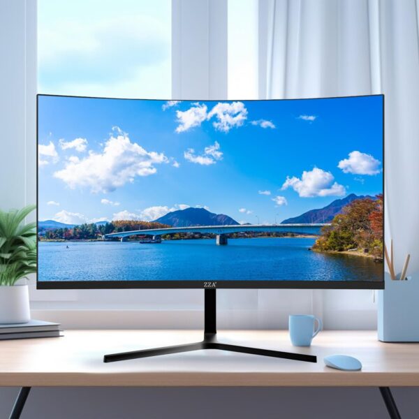 ZZA 24 Inch Curved Monitor, FHD 1920×1080P 100Hz, 120% sRGB, Ultra-Thin Bezel Design, Low Blue Light & Flicker-Free, Computer Monitor for Home, Office, School (HDMI, VGA)-Black - Image 8