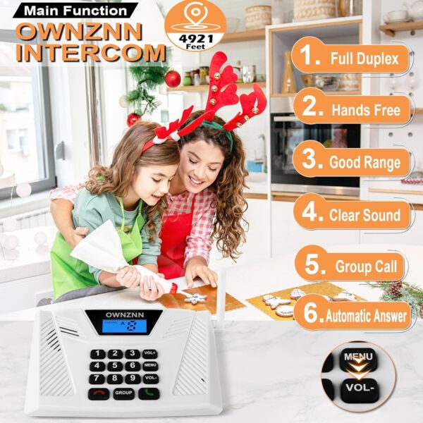 Wireless Intercom System for Home & Office - Upgraded 2024, 5300 Feet Range, Real Time Two Way Communication, Group Call, Full Duplex (4 Pack) - Image 3
