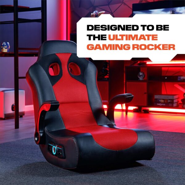 X Rocker Aspire 2.1 Race Car Seat Video Gaming Lounging Floor Chair, with Vibration Motors, Wireless Bluetooth Audio, 2 Speakers, Subwoofer, Padded Armrests, 5172801, 23.6" x 14.6" x 17.7", Black and Red - Image 3