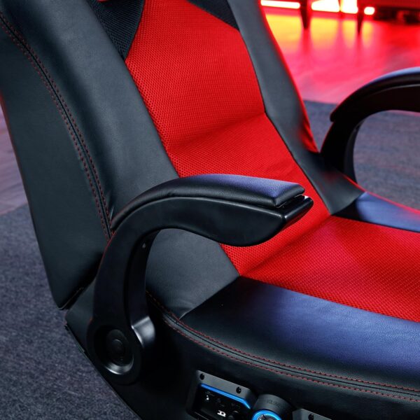 X Rocker Aspire 2.1 Race Car Seat Video Gaming Lounging Floor Chair, with Vibration Motors, Wireless Bluetooth Audio, 2 Speakers, Subwoofer, Padded Armrests, 5172801, 23.6" x 14.6" x 17.7", Black and Red - Image 8