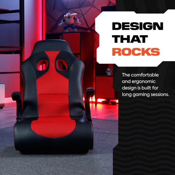 X Rocker Aspire 2.1 Race Car Seat Video Gaming Lounging Floor Chair, with Vibration Motors, Wireless Bluetooth Audio, 2 Speakers, Subwoofer, Padded Armrests, 5172801, 23.6" x 14.6" x 17.7", Black and Red - Image 4